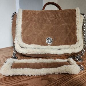Zara Suede and Sheerling Quilted Crossbody